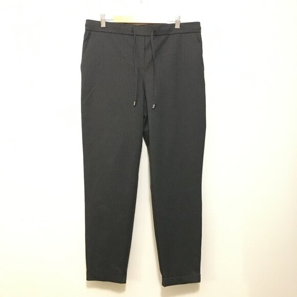 Black & Grey Puppytooth Stretchy Drawstring Trouser Leggings - Picture 1 of 14